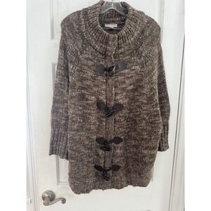 Dressbarn Women's Cozy Toggle Knit Cardigan Sweater Brown Wool Blend Size 3X